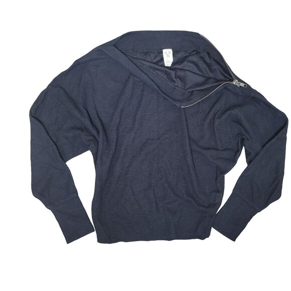 We the free free people Asymmetrical Black Long Sleeve Top with zipper accent xs - Picture 4 of 7